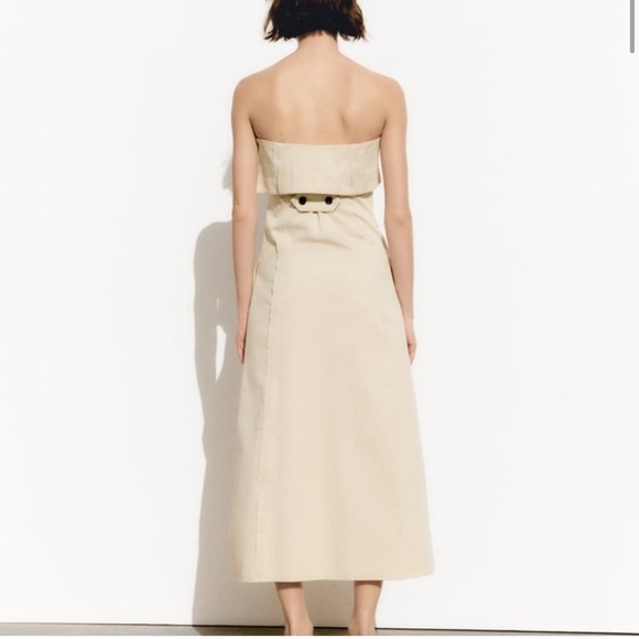 NWT ZARA GABARDINE DRESS  LIGHT BEIGE - Size L - Picture 6 of 7